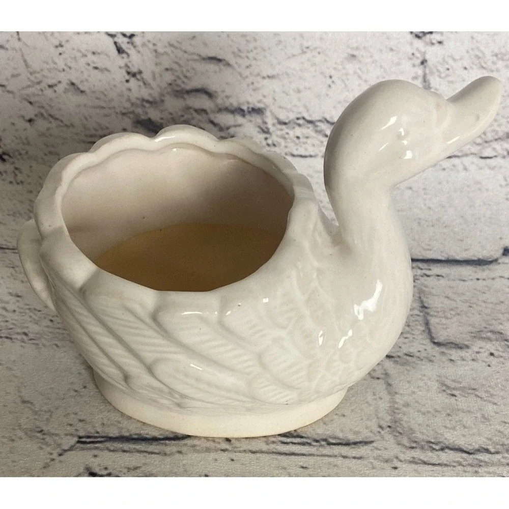 Vintage‎ Ceramic White Swan Succulent Planter Trinket Bowl 6